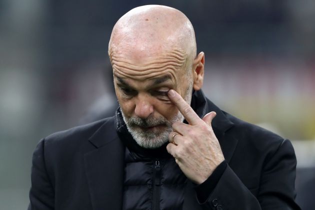 MILAN, ITALY - JANUARY 27: AC Milan coach Stefano Pioli looks on before the Serie A TIM match between AC Milan and Bologna FC - Serie A TIM at Stadio Giuseppe Meazza on January 27, 2024 in Milan, Italy. (Photo by Marco Luzzani/Getty Images)