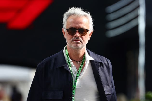 JEDDAH, SAUDI ARABIA - MARCH 09: Jose Mourinho walks in the Paddock prior to the F1 Grand Prix of Saudi Arabia at Jeddah Corniche Circuit on March 09, 2024 in Jeddah, Saudi Arabia. (Photo by Clive Rose/Getty Images)